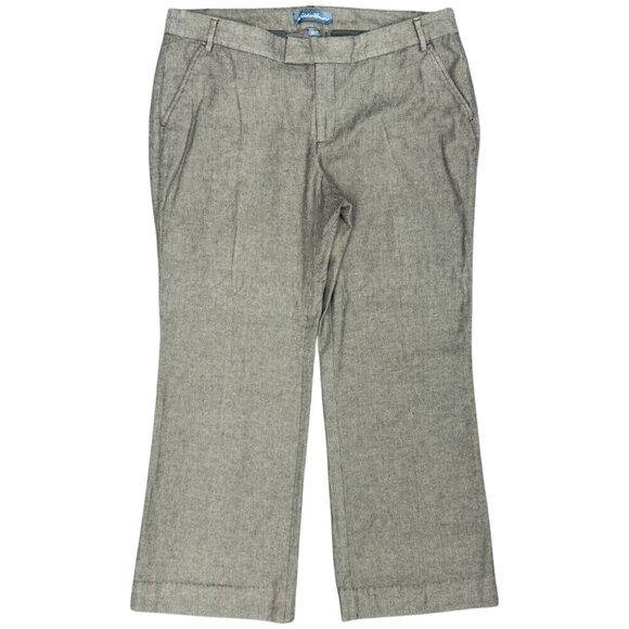 EUC Women's EDDIE BAUER Herringbone Wide Leg Dress Pants Brown/Tan | Size 14 - Picture 2 of 12